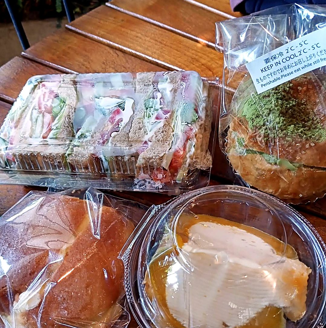 A takeaway tray: bread, pudding and sandwiches — Custard Nakamura, Japanese bakery Bangkok